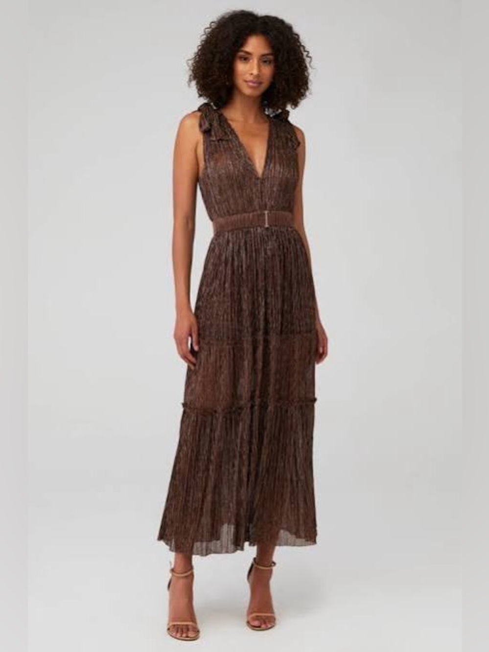 Skylar Tiered Metallic Gown in bronze by Sabina Musáyev medium